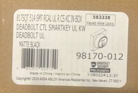 98170-012 Kwikset 817s Quart Deadbolt Lock Matte Black Square Exterior. Smartkey