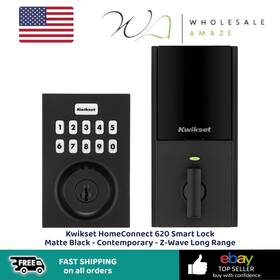 98695-007 Kwikset Homeconnect 620 Smart Lock Matte Black - Contemporary Z Wave Long Range