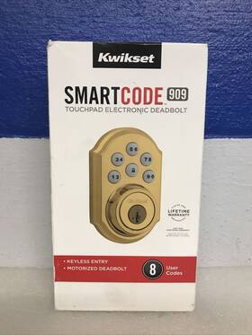 99090-017 Kwikset Smartcode 909 Touchpad Electronic Deadbolt Polished Brass New
