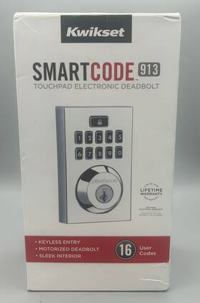 99130-010 Kwikset Smart Code 913 Touchpad Electronic Deadbolt Polished Chrome - Sealed