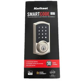 99160-008 Kwikset Smartcode 916 Series Touchscreen Deadbolt Satin Nickel