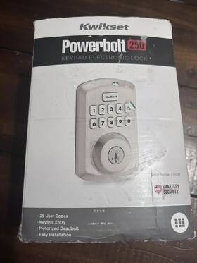 992500-001 Kwikset Powerbolt 250 Keypad Polished Brass Electronic Deadbolt Lock Open Box
