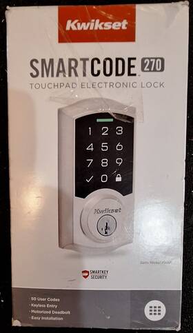 992700-002 Kwikset Smartcode 270 Touchpad Electronic Lock Satin Nickel Finish