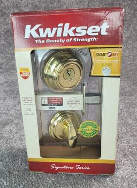 99800-087 Kwikset Keyed One Side Deadbolt Smartkey In Polished Brass 3 Smt