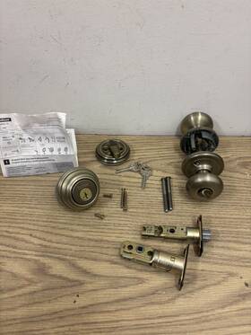 99910-033 Kwikset Security Set Keyed One Side Antique Brass Finish Missing Parts