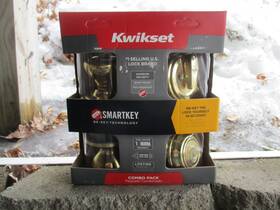 99910-045 Kwikset Cameron Security Set - Deadbolt Keyed One Side- Polished Brass