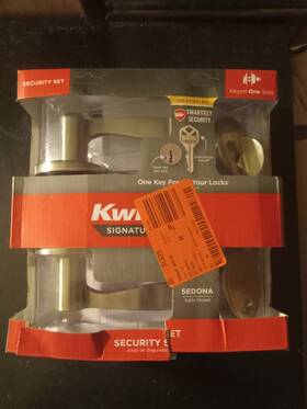 99910-072 Kwikset Sedona Security Set Deadbolt / Keyed Satin- New W Shelf Wear