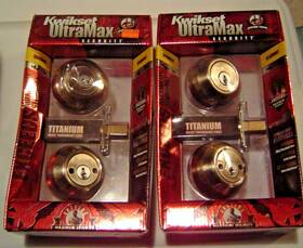 Bin93 Kwikset Lot Of 2 Ultramax Titanium Deadbolt Bronze Keyed Alike