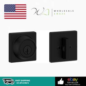 C616178115 Kwikset 660 Deadbolt Lock Matte Black Square Exterior Keyed Front Entry Door