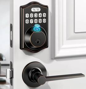 Kxzcctie 757876939902 Keyless Entry Door Lock Deadbolt With Handle Set-front Fingerprint Smart