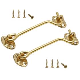 Kyuionty2 Kyuionty 779640675083 2pcs Solid Brass Barn Door Lock 4 Inch Privacy Hook And Eye Latch Thicken G