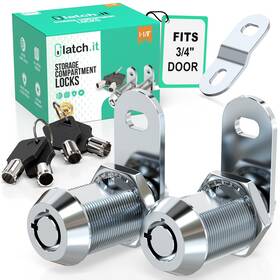 Latch.it 852800008492 1-1/8 Inch Cam Lock 2-pack Fits 3/4 Door 100% Metal Rv Storage