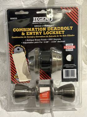 809035 Legend Deadbolt And Entry Locket Antique Brass Finish With 4 Keys
