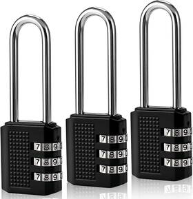Agcizz9008 Locilot 3 Digit Small Combination Locker Lock 2.2 In Long Shackle Padlock Black