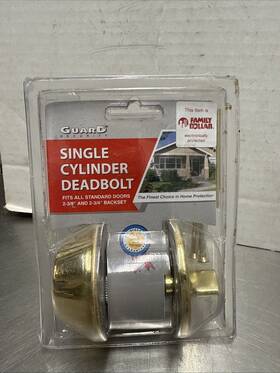 281hdpbfds Lock & New Guard Security Single Cylinder Gold Deadbolt