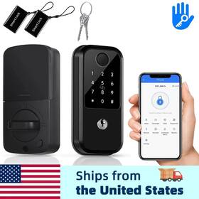 Lock & 445049885844 Smart Fingerprint Keyless Deadbolt With App Code Entry For Front Door Security