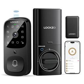 Lockzo 779602232637 Smart Lock With Camera 3-in-1 Wifi Doorbell Keyless Entry Door Black