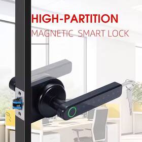 Le-008 M&f Home Solutions Lock For Frameless Glass Door - Smart With Fingerpint Password And Keys