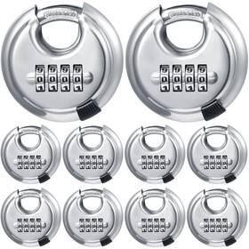 Le-maitys-0604 Maitys 10 Pack 4 Digit Combination Locks Stainless Steel Code Disc Silver
