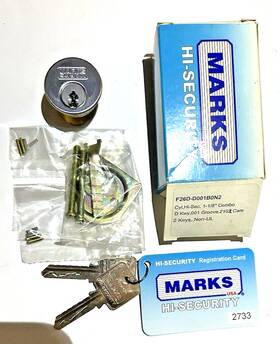 F26d-d001b0n2 Marks High Security Mortise And Rim Cylinder 2 Keys 1-1/8 Inch Combo