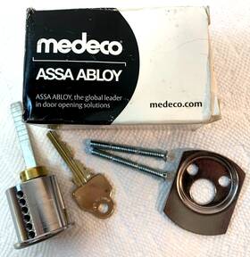 10-0403h-26-04s Medeco Rim Cylinder New 1 Key 10-0403h Finish 1/8 Inch Ul Rated Lock