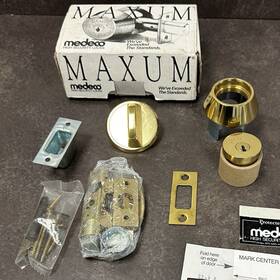 11t0100l-05-fms Medeco Maxum Sr-lock Single Cylinder Deadbolt In Bright Brass See Notes
