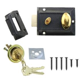 Meetoot 41932-ntigb-1 Night Deadbolt Rim Lock With Key Golden Finish Antique Style For Fr