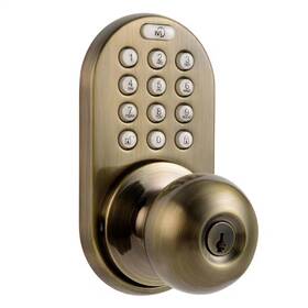 Milocks 313094182188 Antique Brass Single-cylinder Electronic Door Knob With Keyless Back-lit Keypad