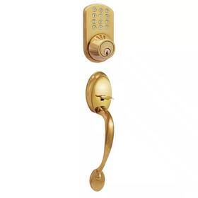 Milocks 445034583533 Polished Brass Keyless Entry Deadbolt And Door Handleset Lock With Electronic Di