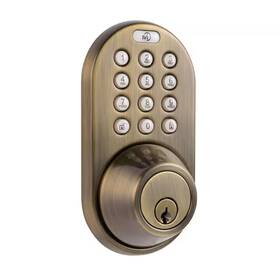 Milocks 726084087224 Antique Brass Single Cylinder Electronic Touch Pad Deadbolt With Back-lit Keypad Milocks 726084087224 Antique Brass Single Cylinder Electronic Touch Pad Deadbolt With Back-lit Keypad