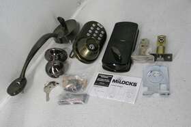 Btf-02aq Milocks Digital Deadbolt Door Lock And Passage Handle Set Combo Antique Brass