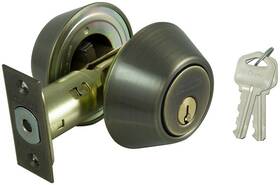 699-5229 Mintcraft Dl82 Antique Brass Finish Double Cylinder Deadbolt