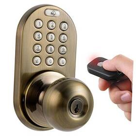 Xkk-02aq Miproducts Corporation Digital Door Knob Lock With Keyless Entry Via Remote Antique Brass