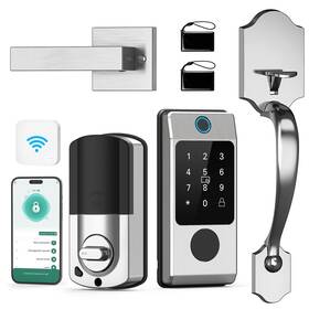 Miuedo 639393707366 Wifi Smart Locks For Front Door With Handle Sets Keyless Entry Lock F Inch