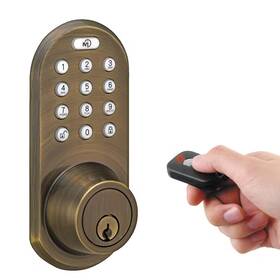 Morning Industry 711181268300 Electronic Deadbolt Touch Pad Single Cylinder Antique Brass Remote Control