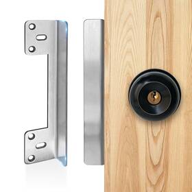 Lg-h-st1 Mosecyou Door Latch Guard Plate 7 Inch With 1 Offset Cover Satin Nickel Outswi