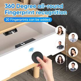 Hs0433 Mypin Fingerprint Remote Control Cabinet Lock With Holeless Installation