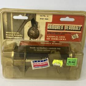 H479l National Vtg Armored Deadbolt Lock Door Locks Bright Brass 3 Usa