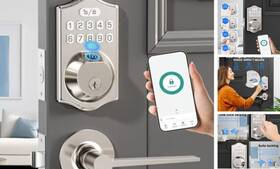 Nbfrutk 757876940090 Keyless Entry Door Lock Deadbolt With Handle Set- Front Fingerprint Silver