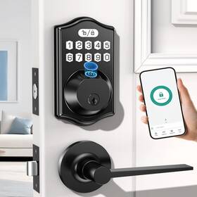 K6-tuya Nbfrutk Keyless Entry Door Lock Deadbolt With Handle Set- Front Fingerprint Smar