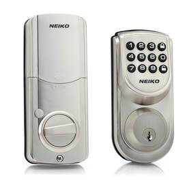 52909a Neiko 816914024304 Keyless Electronic Deadbolt Door Lock Brushed Silver Battery P