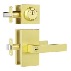 Newlaking 635408122551 Satin Brass Exterior Door Lock Set With 1 Pack