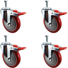 8541740396 Nobrand 5 Inch Lock Caster - Red Pu Wheel 1/2 -13 X 1.5 Stem 4