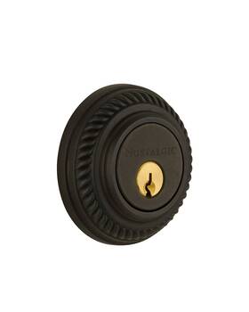 Nostalgic 640697023380 Warehouse 702338 Rope Rosette Double Cylinder Deadbolt In Oil-rubbed Bronze