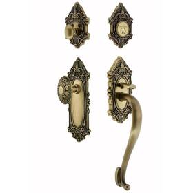 Nostalgic 640697194370 Warehouse Victorian S Grip Front Door Handle And Deadbolt Set