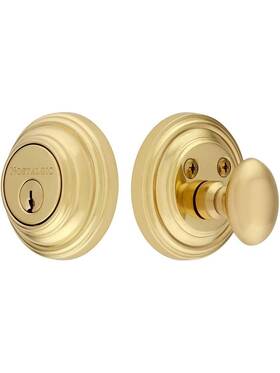 702347 Nostalgic Warehouse Classic Rosette Single Cylinder Deadbolt Unlacquered Brass