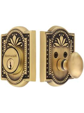 726007 Nostalgic Warehouse Meadows Single Cylinder Deadbolt Antique Brass