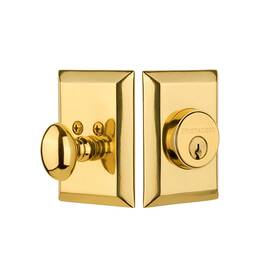 733274 Nostalgic Warehouse New York Plate Single Cylinder Deadbolt Lock Polished Brass
