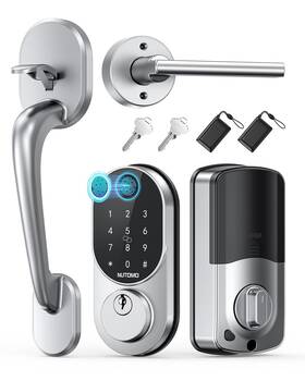 Y2-sshs-nut Nutomo Keyless Entry Door Lock With Handle Silver Fingerprint Set