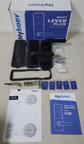 Nyboer 764742888585 Keyless Fingerprint Smart Door Lock Handle Keypad Entry Electronic Passcode